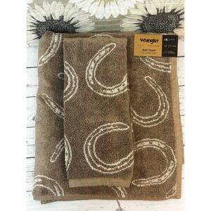 Wrangler Horseshoe Bath Towel/Hand Towel Tan Brown Cotton Western Cowboy